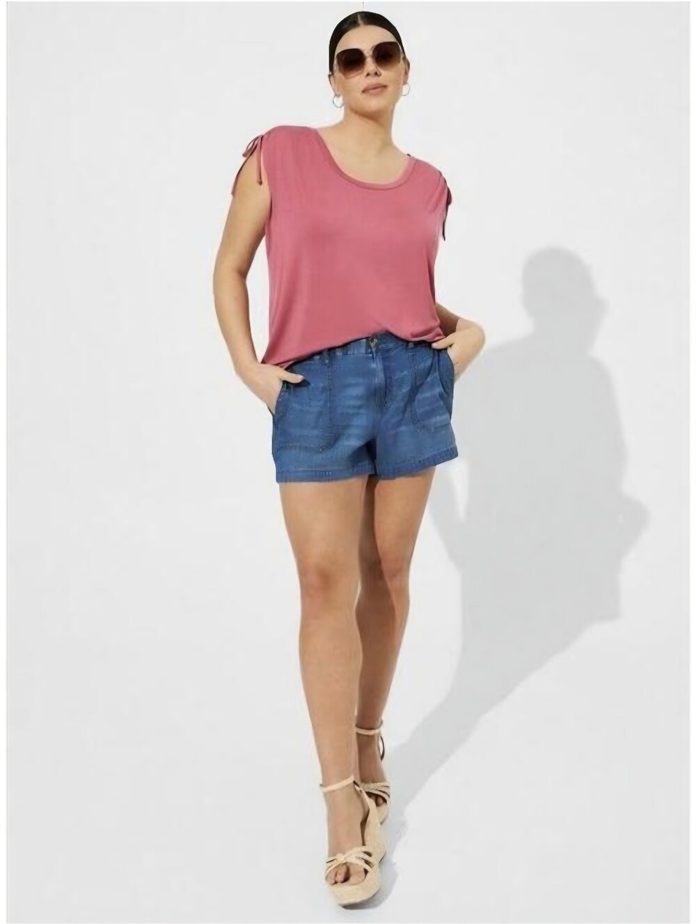 Torrid 5x Super Soft Scoop Neck Drawstring Shoulder Tank